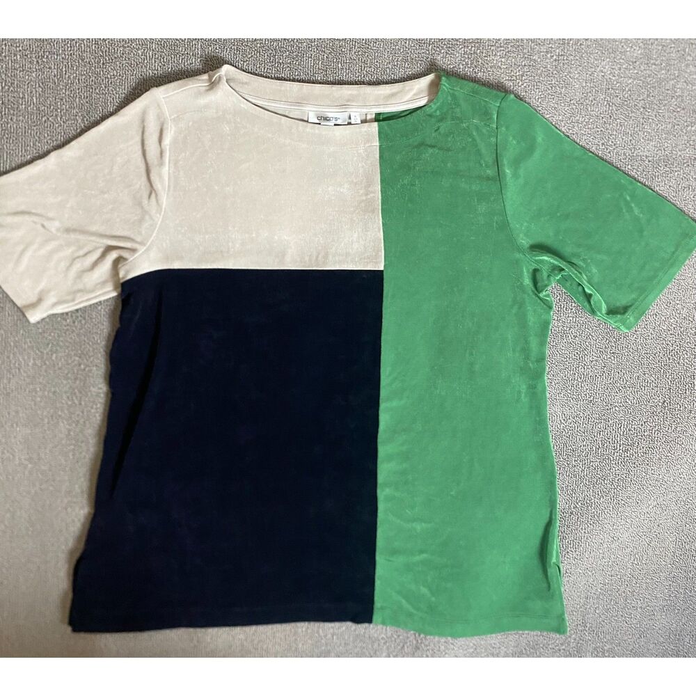 Chico's Women's Plus Traveler Color Block Tunic Top- Contemporary